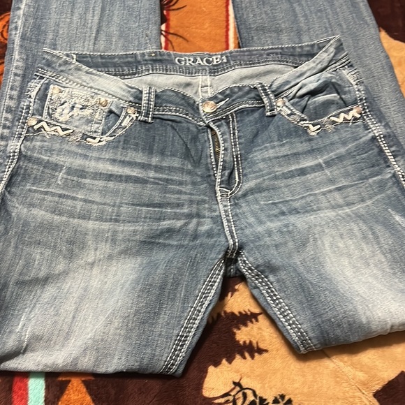 Grace in LA jeans. Cute gingham pocket - Picture 3 of 4